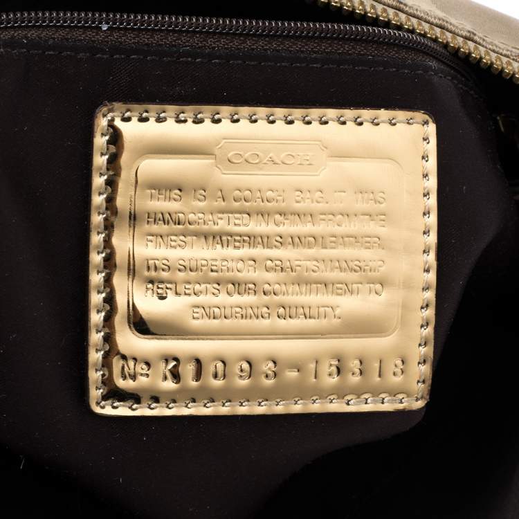 Pre Owned Coach Beige Signature Satin Messenger Bag
