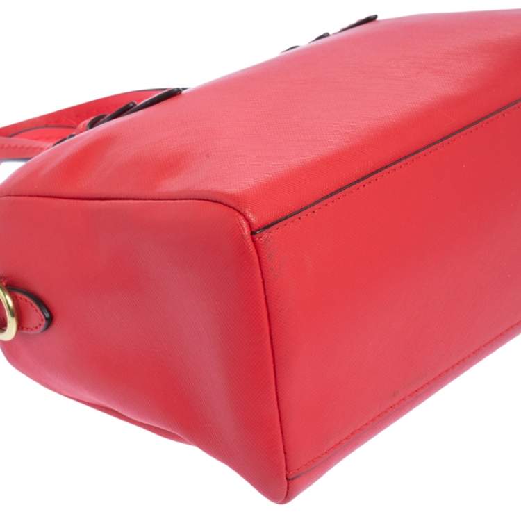 Pre Owned Coach Red Leather Boston Bag