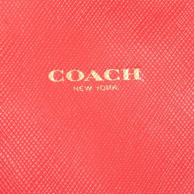 Pre Owned Coach Red Leather Boston Bag