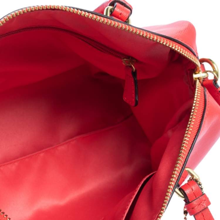 Pre Owned Coach Red Leather Boston Bag