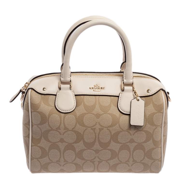 Coach Beige/Off White Signature Coated Canvas and Leather Mini Bennett  Satchel Coach | The Luxury Closet