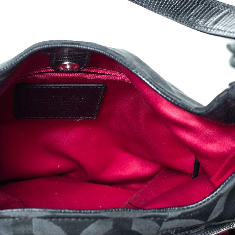 Pre Owned Coach Black Signature Canvas and Leather Madison Hobo