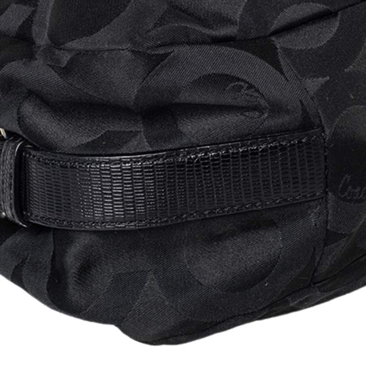 Pre Owned Coach Black Signature Canvas and Leather Madison Hobo
