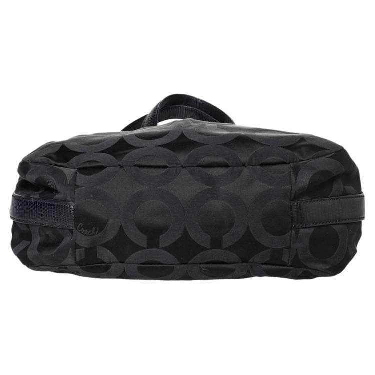 Pre Owned Coach Black Signature Canvas and Leather Madison Hobo
