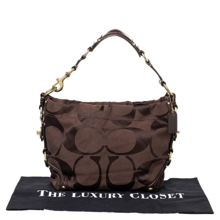 Pre Owned Coach Brown Signature Canvas And Leather Hobo
