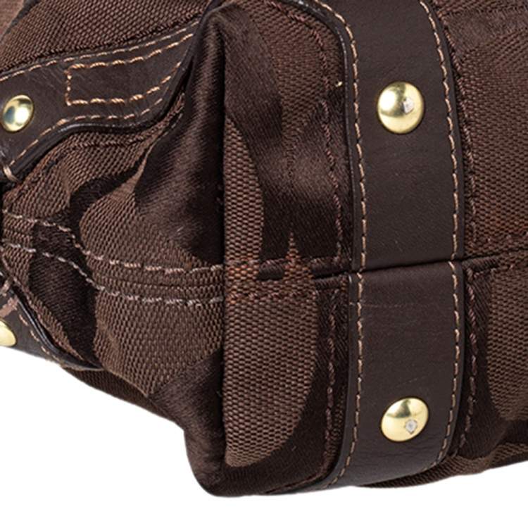 Pre Owned Coach Brown Signature Canvas And Leather Hobo