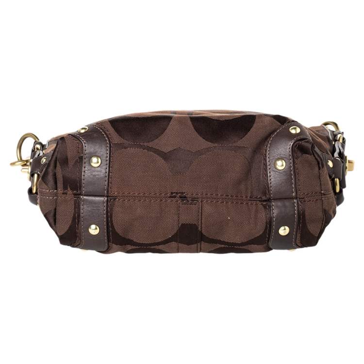Pre Owned Coach Brown Signature Canvas And Leather Hobo