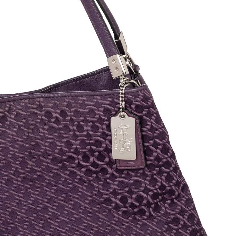 Pre Owned Coach Purple Signature Canvas And Leather Madison Phoebe Shoulder Bag