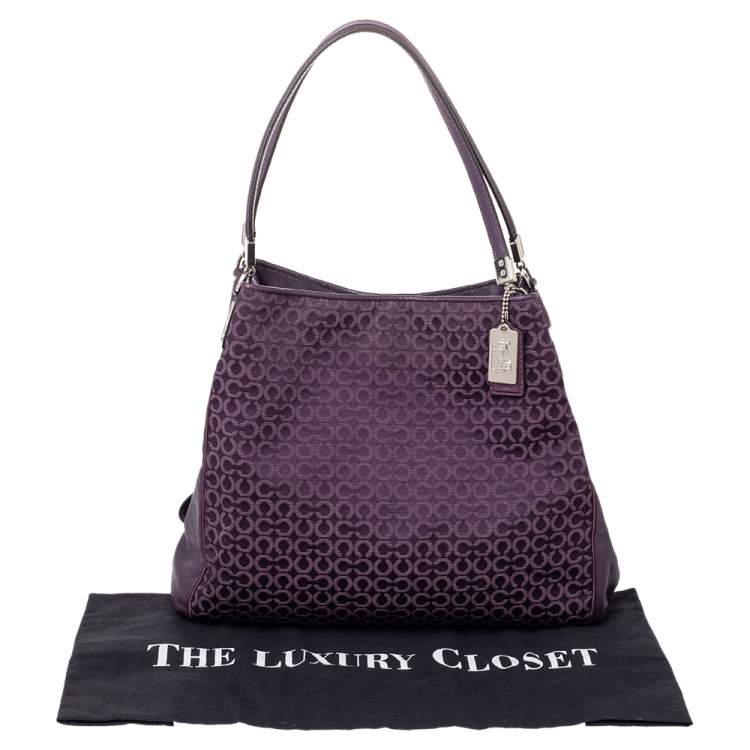 Pre Owned Coach Purple Signature Canvas And Leather Madison Phoebe Shoulder Bag
