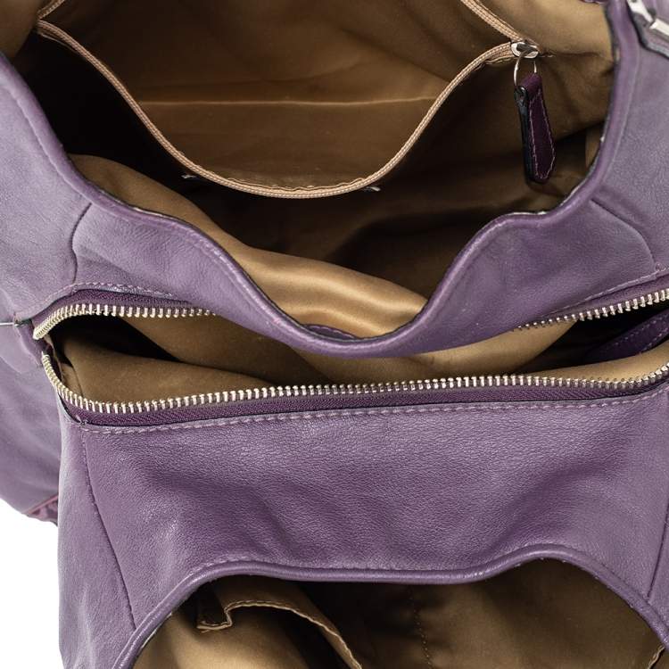 Pre Owned Coach Purple Signature Canvas And Leather Madison Phoebe Shoulder Bag