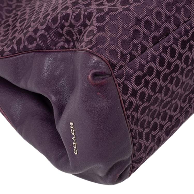 Pre Owned Coach Purple Signature Canvas And Leather Madison Phoebe Shoulder Bag