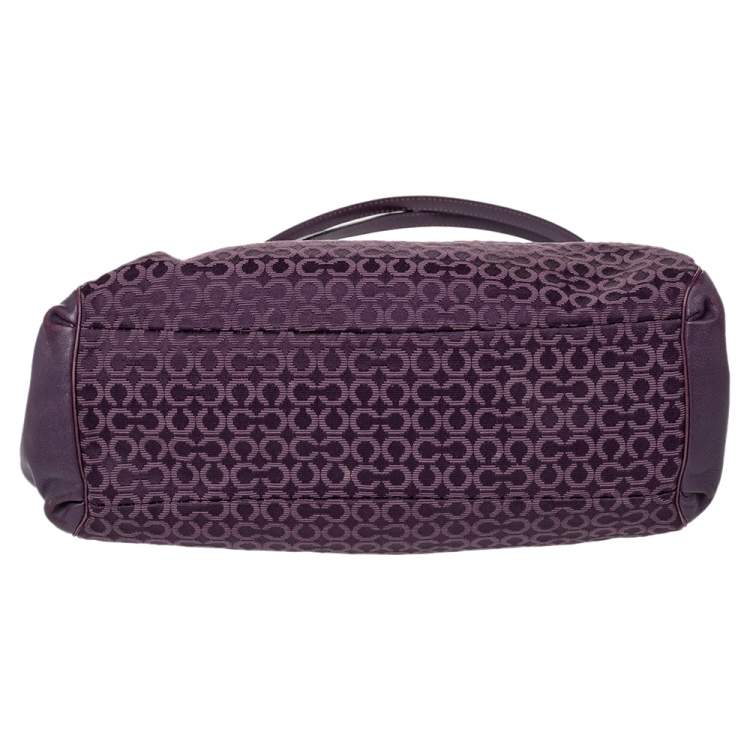 Pre Owned Coach Purple Signature Canvas And Leather Madison Phoebe Shoulder Bag