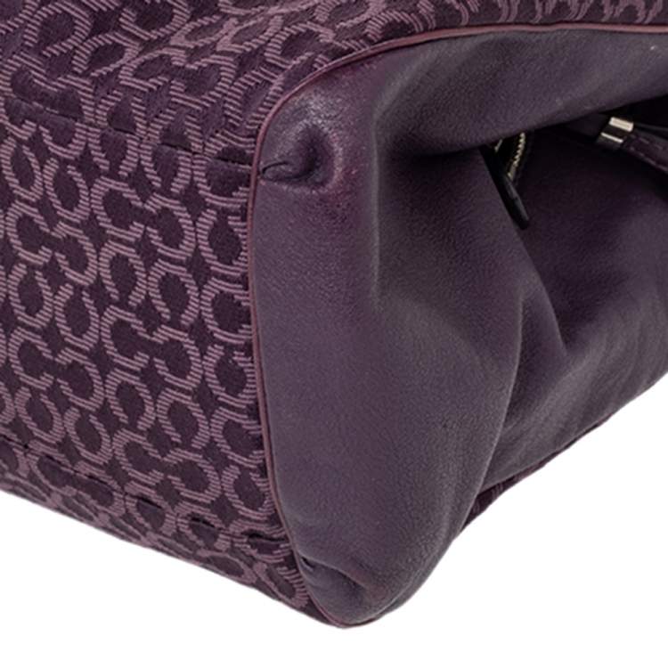 Pre Owned Coach Purple Signature Canvas And Leather Madison Phoebe Shoulder Bag