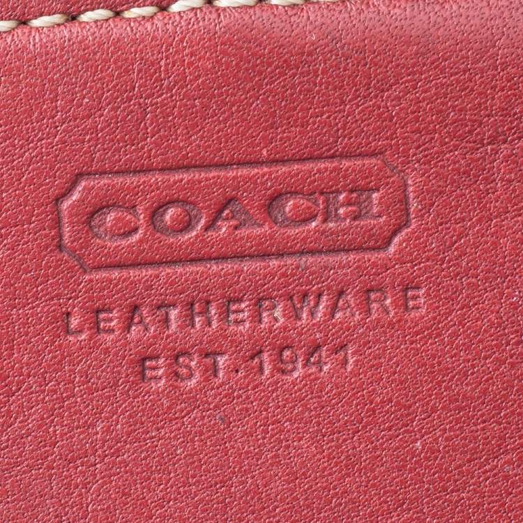 Pre Owned Coach Red Leather Wristlet