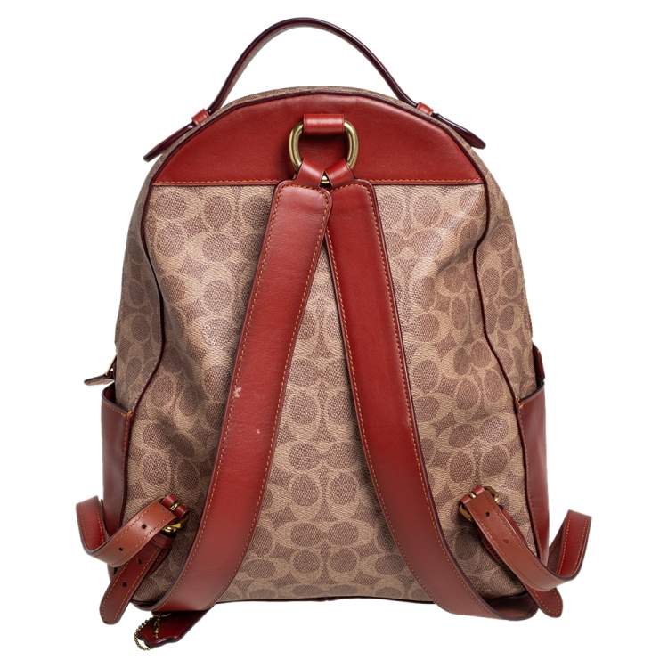 Pre Owned Coach Beige/Brown Signature Coated Canvas and Leather Campus Backpack