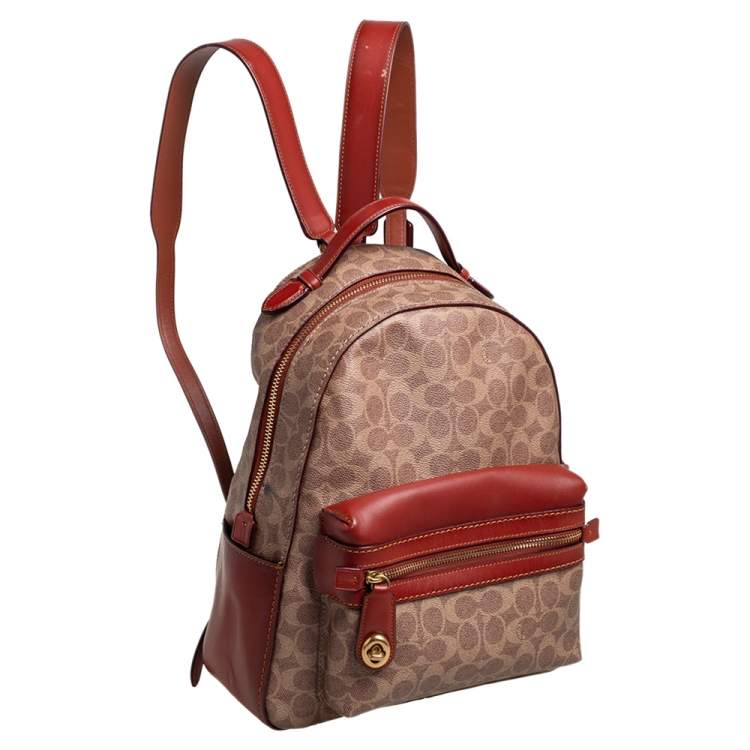 Pre Owned Coach Beige/Brown Signature Coated Canvas and Leather Campus Backpack