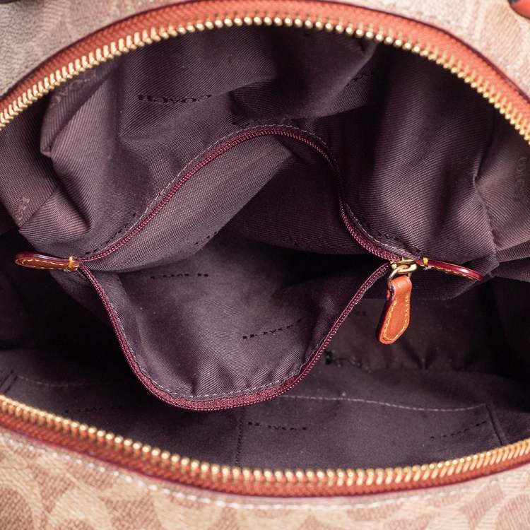 Pre Owned Coach Beige/Brown Signature Coated Canvas and Leather Campus Backpack