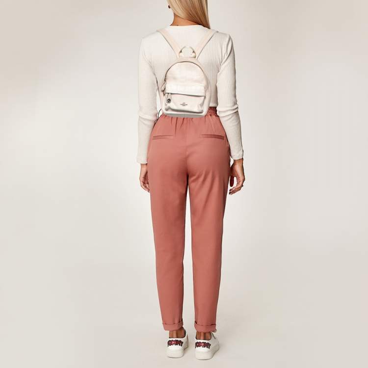 Pre Owned Coach White Leather Mini Charlie Backpack  