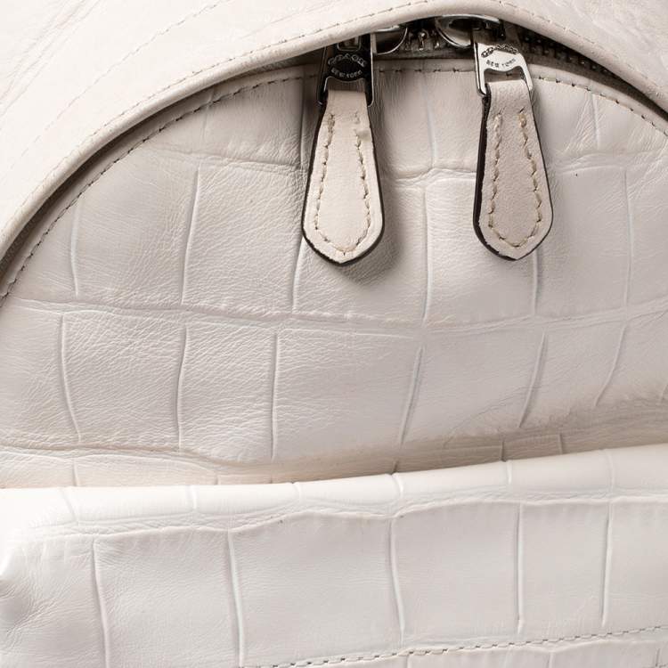 Pre Owned Coach White Leather Mini Charlie Backpack  