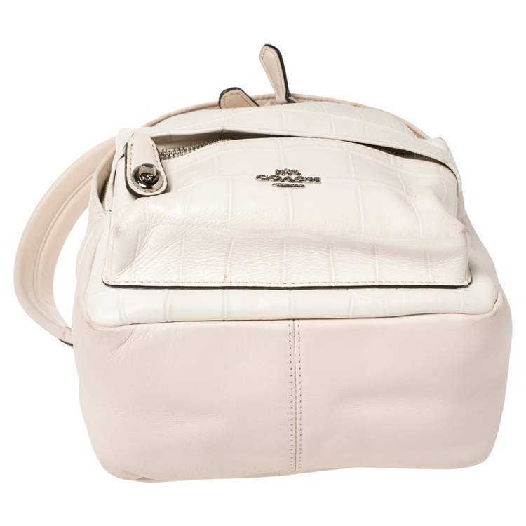Pre Owned Coach White Leather Mini Charlie Backpack  