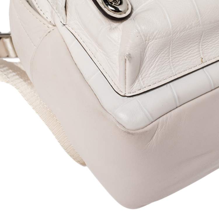Pre Owned Coach White Leather Mini Charlie Backpack  