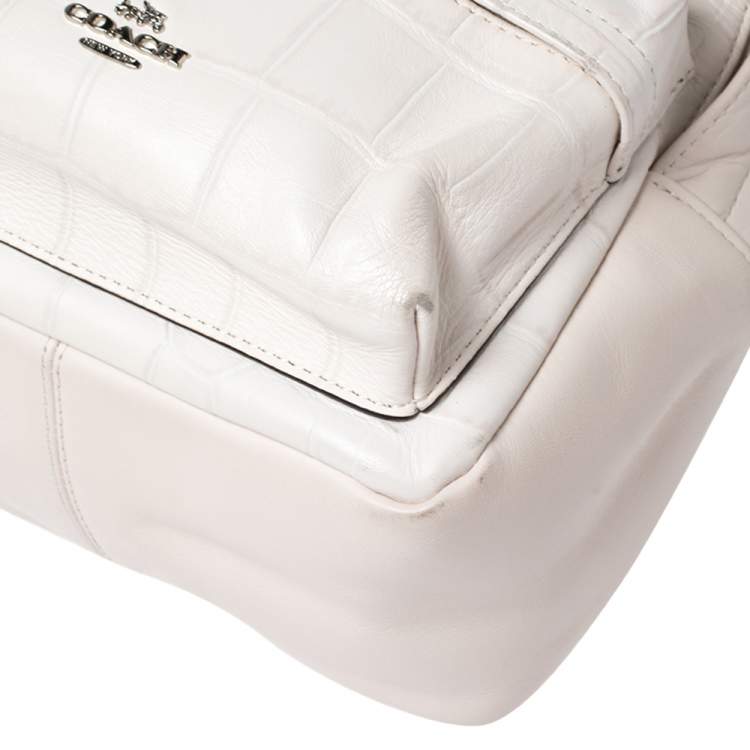 Pre Owned Coach White Leather Mini Charlie Backpack  