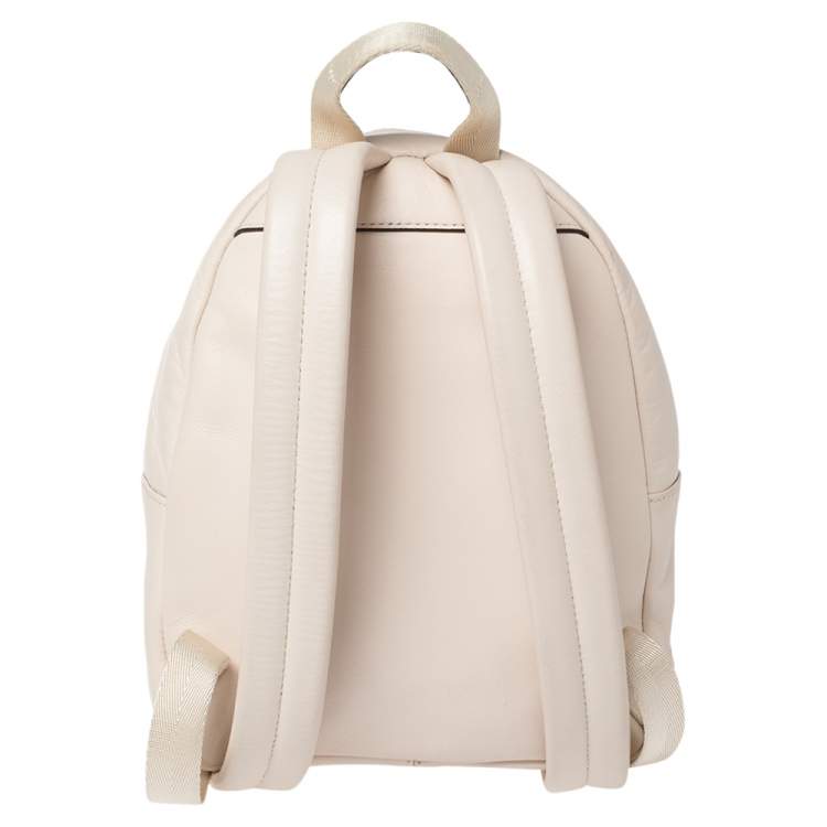 Pre Owned Coach White Leather Mini Charlie Backpack  