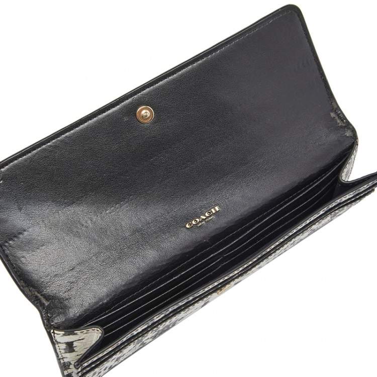 Pre Owned Coach White/Black Python Embossed Leather Madison Continental Wallet