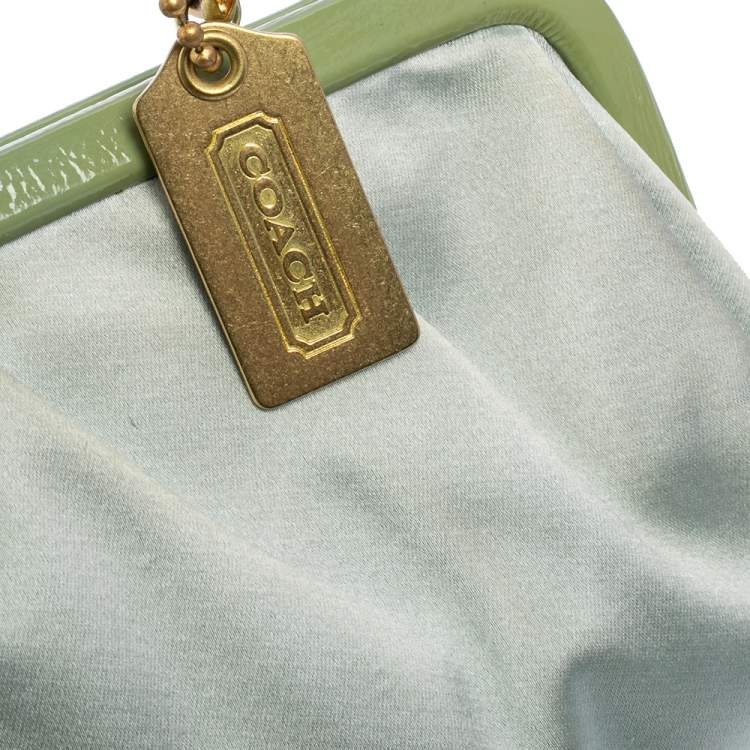 Pre Owned Coach Mint Green Satin Amanda Darcy Clutch