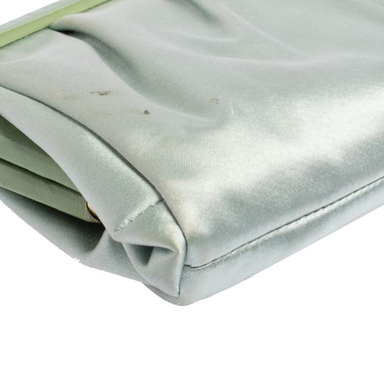 Pre Owned Coach Mint Green Satin Amanda Darcy Clutch