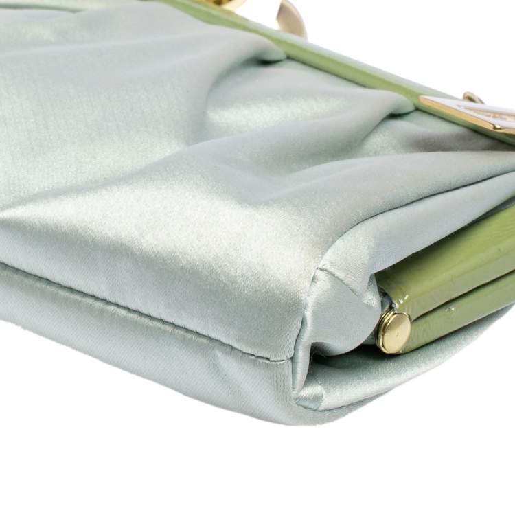 Pre Owned Coach Mint Green Satin Amanda Darcy Clutch