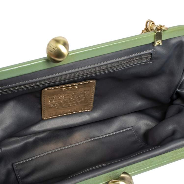 Pre Owned Coach Mint Green Satin Amanda Darcy Clutch