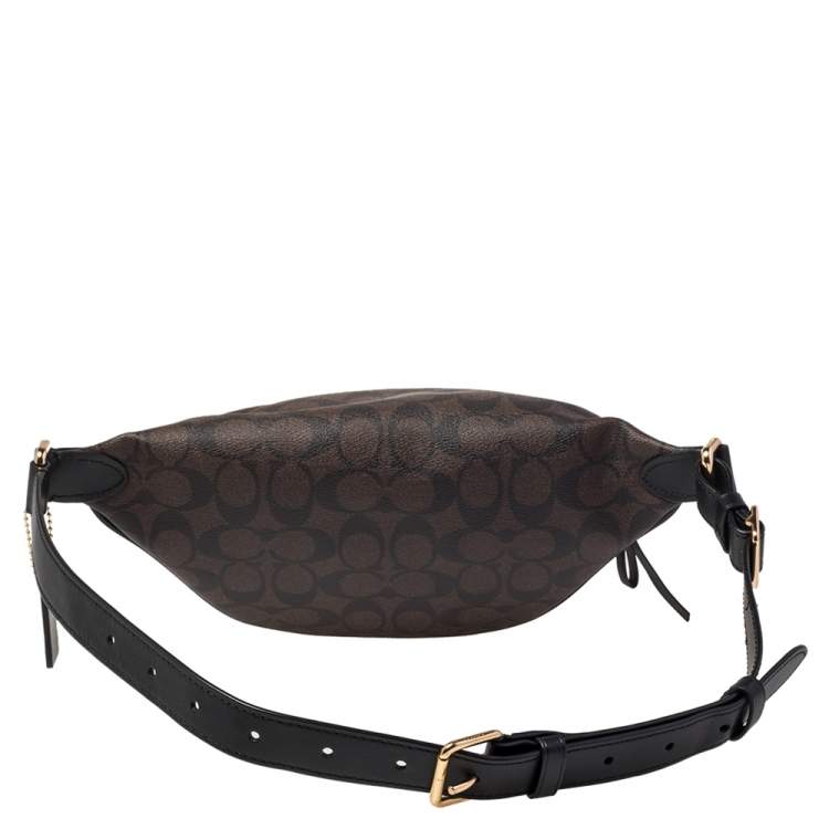 Pre Owned Coach Brown Signature Coated Canvas Belt Bag