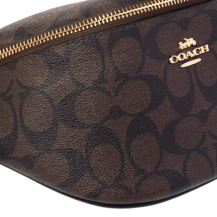 Pre Owned Coach Brown Signature Coated Canvas Belt Bag