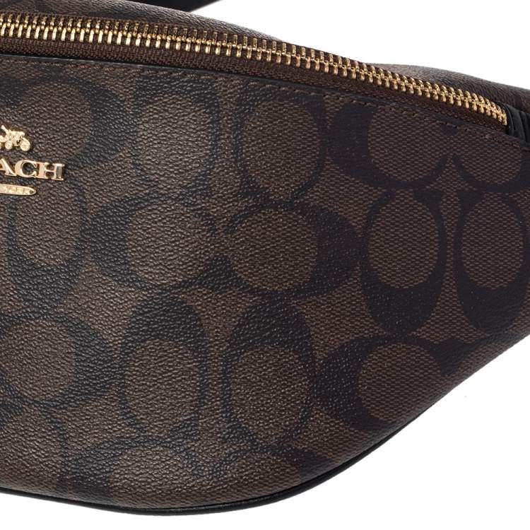 Pre Owned Coach Brown Signature Coated Canvas Belt Bag