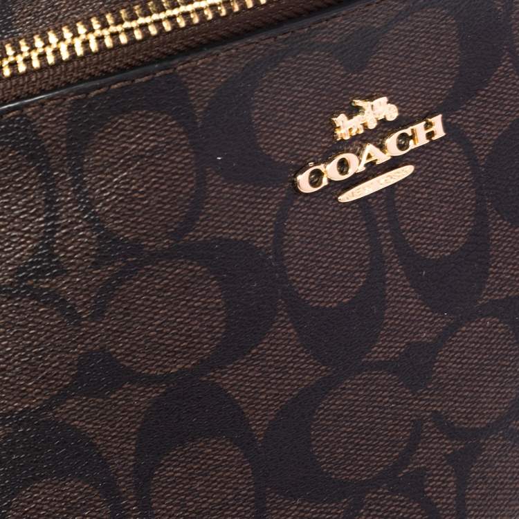 Pre Owned Coach Brown Signature Coated Canvas Belt Bag