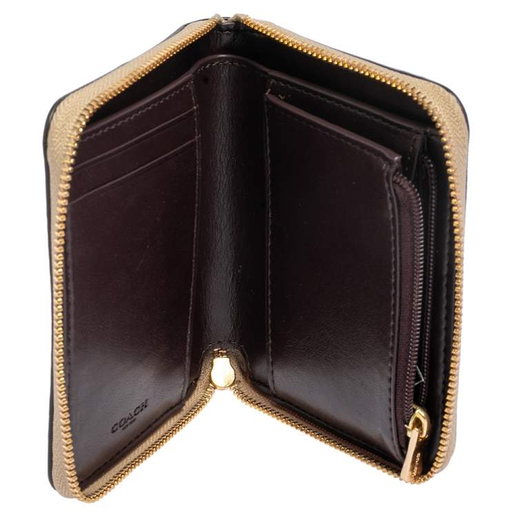COACH Crossgrain Leather Small Zip Around Card Case
