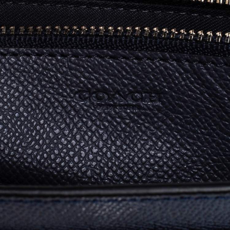 Pre Owned Coach Metallic Blue Leather Flap Chain Clutch 