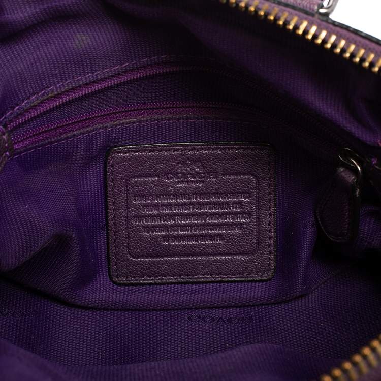 Pre Owned Coach Metallic Plum Leather Rhyder Satchel