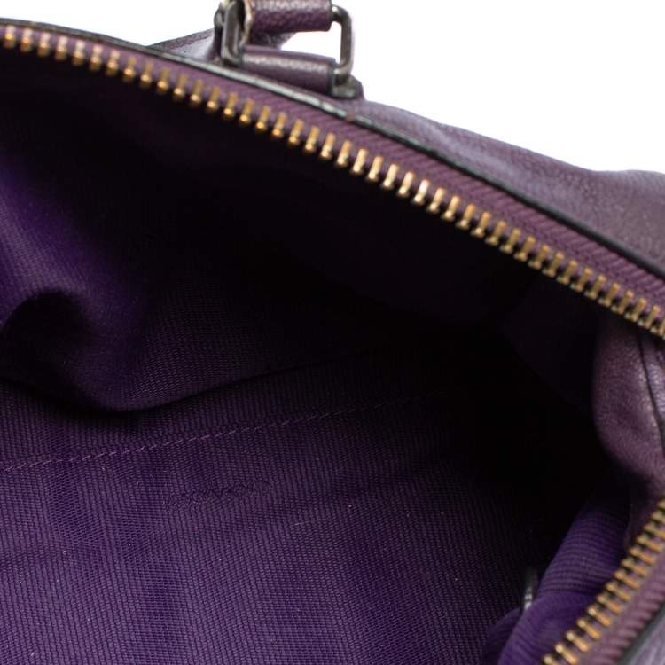 Pre Owned Coach Metallic Plum Leather Rhyder Satchel