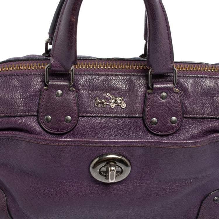 Pre Owned Coach Metallic Plum Leather Rhyder Satchel