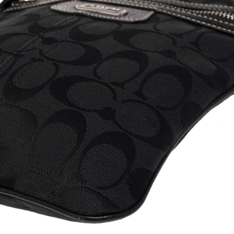 Pre Owned Coach Black Signature Canvas and Leather Penelope Swingpack Messenger Bag