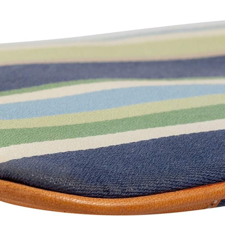 Pre Owned Coach Multicolor Canvas And Leather Stripe Wristlet
