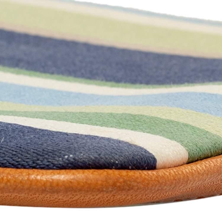 Pre Owned Coach Multicolor Canvas And Leather Stripe Wristlet