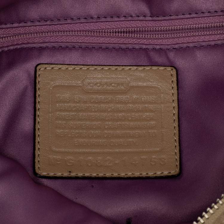 Pre Owned Coach Beige Signature Canvas And Leather Hobo