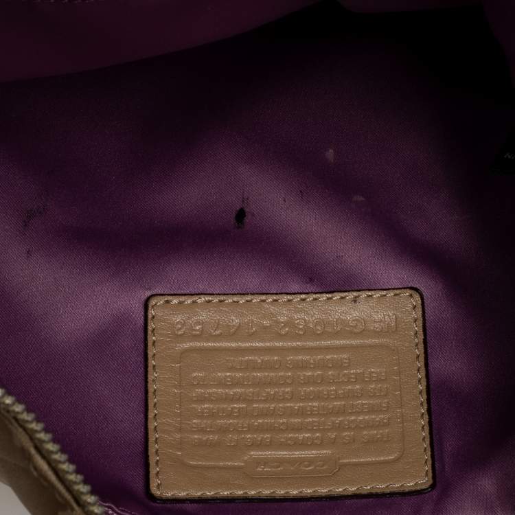 Pre Owned Coach Beige Signature Canvas And Leather Hobo