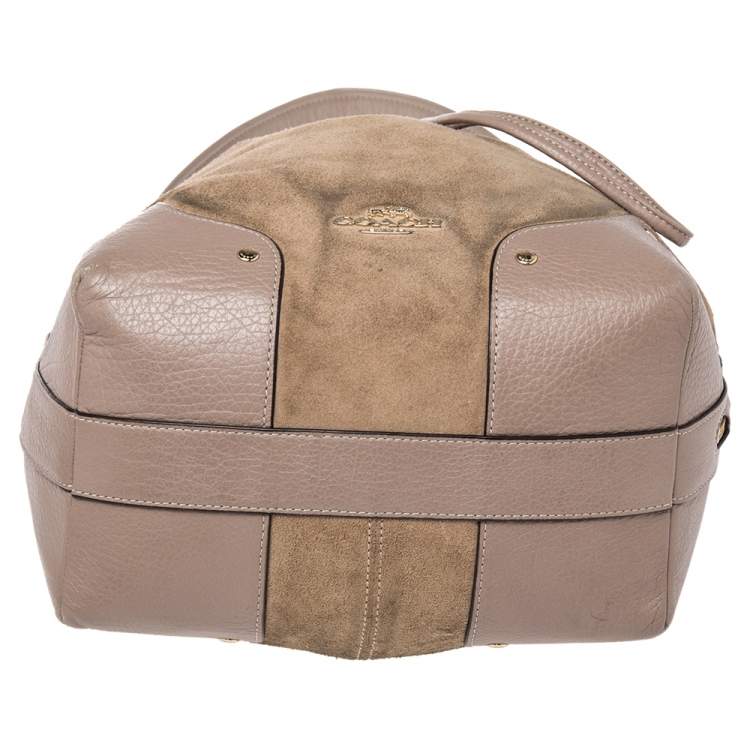 Pre Owned Coach Beige/Taupe Suede And Leather Drawstring Bucket Bag