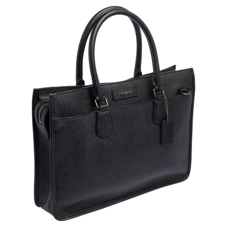 Pre Owned Coach Black Leather Laptop Bag