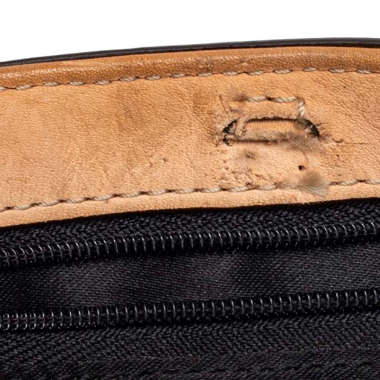 Pre Owned Coach Black/Beige Patent Leather Peyton Tote