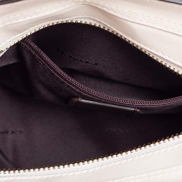 Pre Owned Coach Off-White Leather Willow Floral Swagger 20 Carryall Top Handle Bag